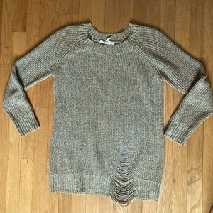 BCBG Generation Distressed Gold Sweater, Small